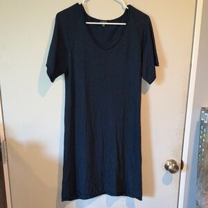 Lilla P Deep Blue Short Sleeve super Soft Cashmere Dress